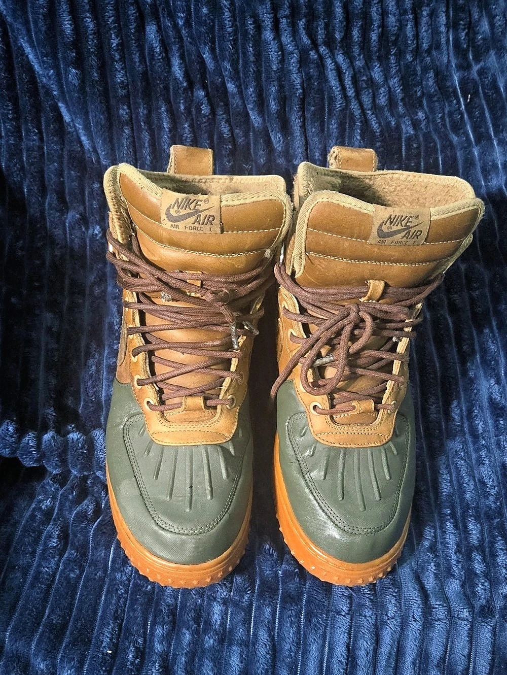 Nike Lunar Force 1 Duckboot High-Top Boots in Brown & Green
